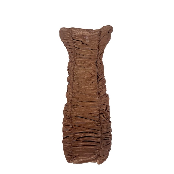 Urban Outfitters | Brown Ruched Strapless Dress for Women Size XS Extra Small - Picture 6 of 12